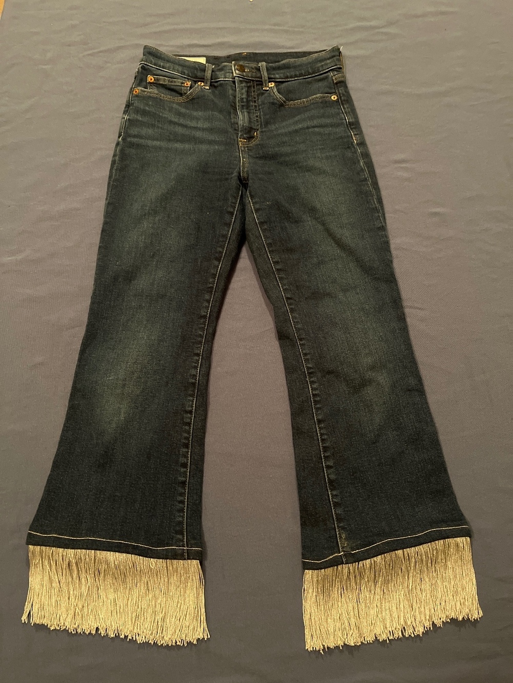 Custom Y2K GAP High-Rise Flare Jeans with Fringe Hem Size 26/2P